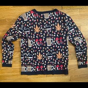 Thanksgiving Fall Sweater Pot Leaf Beer Cigarette Shroom Pattern Holiday Sweater